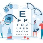 Image of an alphabet board used during an eye checkup, highlighting eye care services and vision assessment tools.