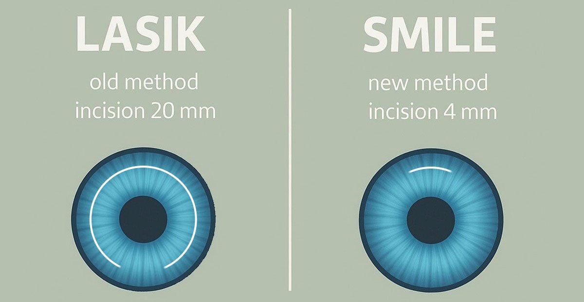 Comparison of SMILE and LASIK vision correction surgeries, highlighting their benefits and differences.